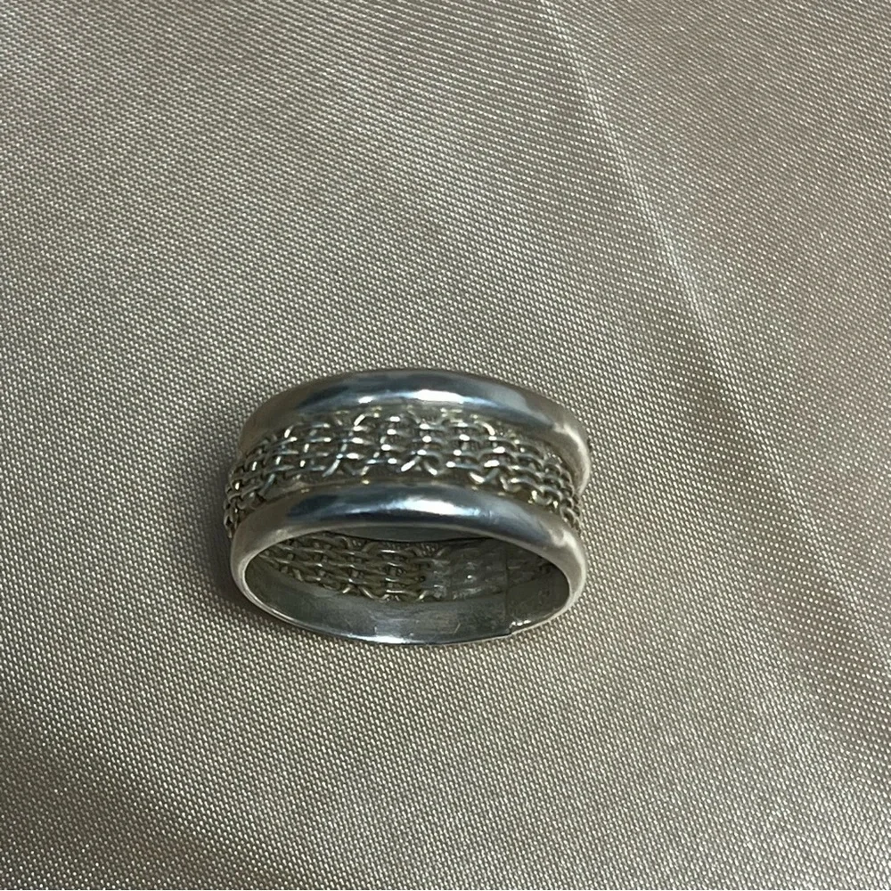 Vintage Sterling Silver 925 Mexico Basket‎ Weave Cage Modern Ring Band Size 9.25